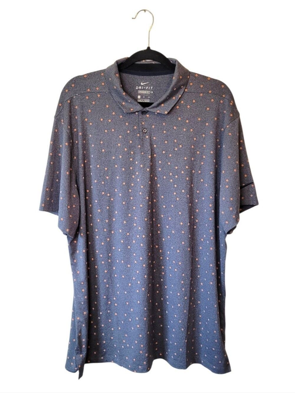 Nike Dri-Fit Men's Navy Orange Ditsy Floral Polo Size XL